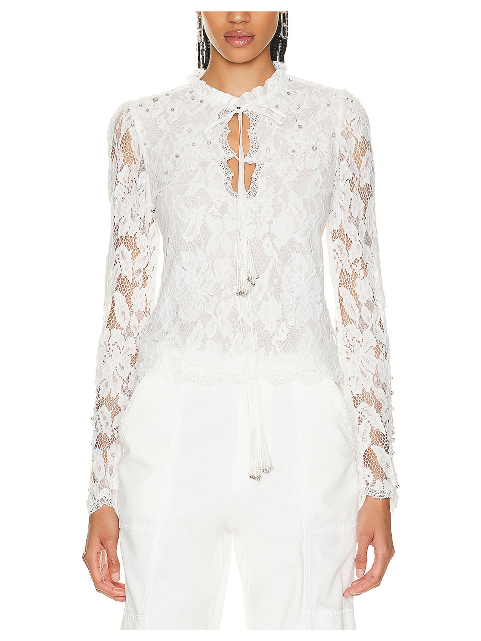 Hemant And Nandita Delicate Cream Reet Lace Blouse Size Xs